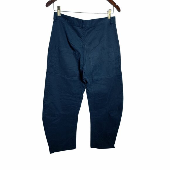 Nili Lotan Shon Cotton Pant Dark Blue Women’s Size 0 Mid Rise Barrel Leg Pants - Picture 2 of 13